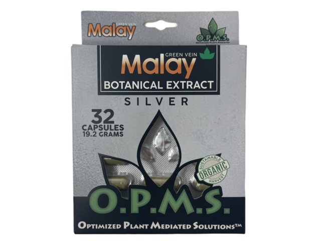 OPMS SILVER GREEN VEIN MALAY 19.2GM 32CT CAPSULES BLISTER