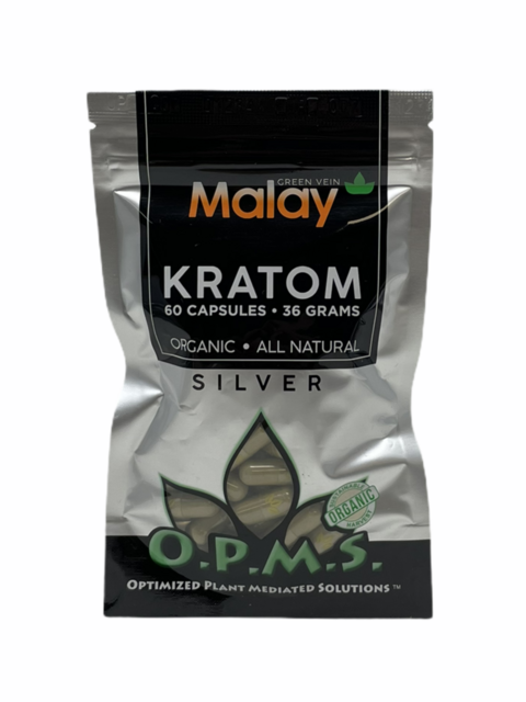 OPMS SILVER GREEN VEIN MALAY 36GM 60CT CAPSULES BAG