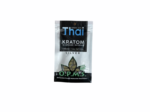 OPMS SILVER GREEN VEIN THAI 9.6GM 16CT CAPSULES BAG