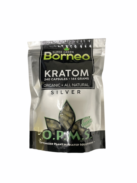 OPMS SILVER SUPER GREEN BORNEO 144GM 240CT CAPSULES BAG