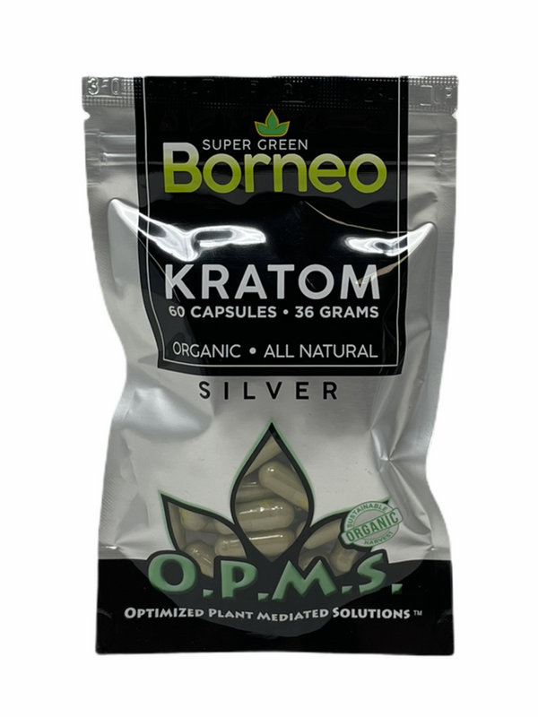 OPMS SILVER SUPER GREEN BORNEO 36GM 60CT CAPSULES BAG