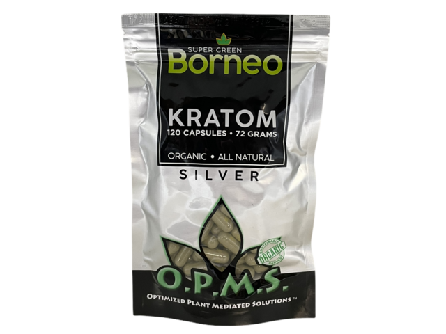 OPMS SILVER SUPER GREEN BORNEO 72GM 120CT CAPSULES BAG