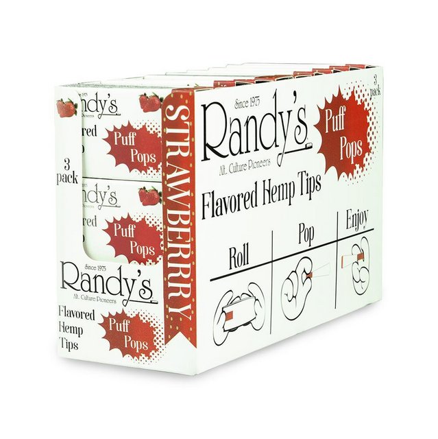 RANDY'S FLAVORED HEMP TIPS STRAWBERRY DISPLAY OF 30 PACKS OF 3