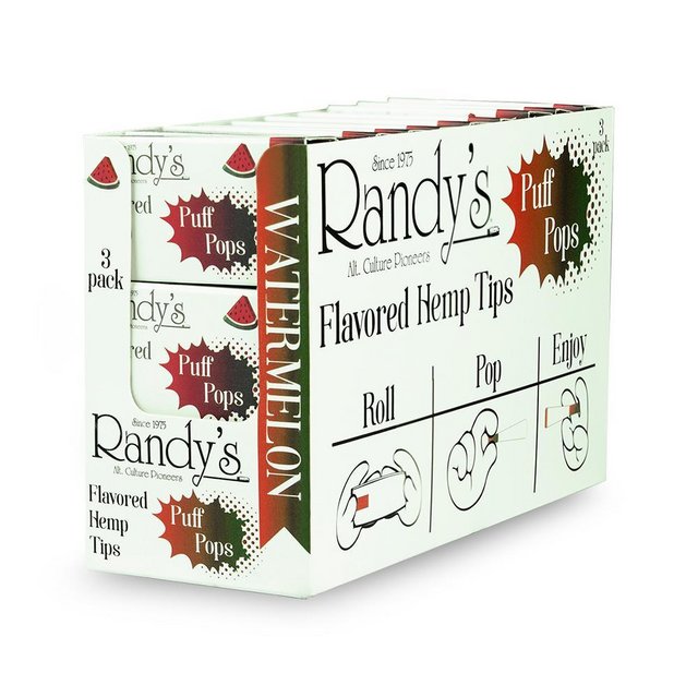 RANDY'S FLAVORED HEMP TIPS WATERMELON DISPLAY OF 30 PACKS OF 3