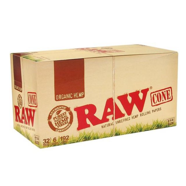 RAW  1 1/4 ORGANIC CONES 6CT BOX OF 32