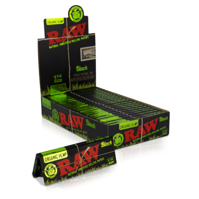 RAW 1.25 BLACK ORGANIC HEMP ROLLING PAPER 50CT BOX OF 24