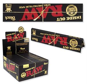 RAW BLACK INSIDE OUT ROLLING PAPERS KING SIZE SLIM 32CT BOX OF 50