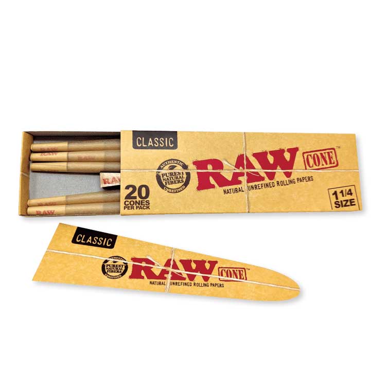 RAW CLASSIC PRE-ROLL CONES 1 1/4 20CT PER PACK