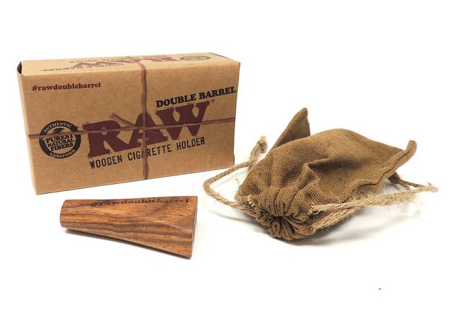 RAW DOUBLE BARREL WOODEN CIGARETTE HOLDER 1.25