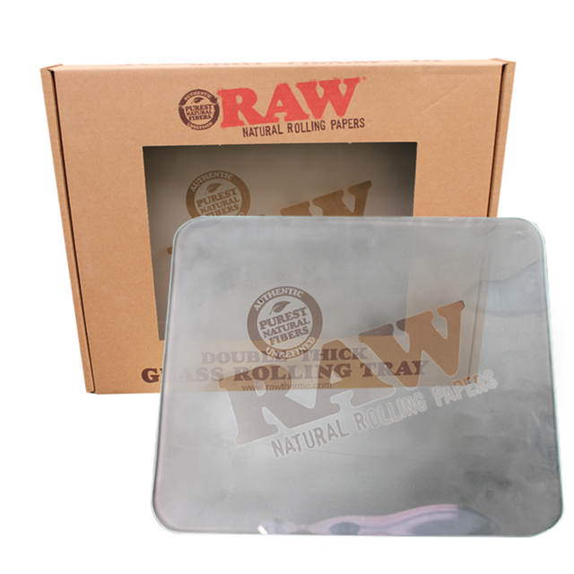 RAW DOUBLE THICK GLASS ROLLING TRAY