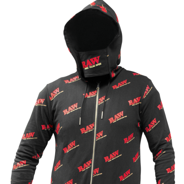 RAW HEATHER BLACK WITH RED LETTERING LIGHTWEIGHT HOODIE- XX LARGE