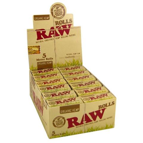 RAW KINGSIZE SLIM ORGANIC 5 METER ROLLS BOX OF 24