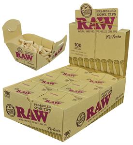 RAW PREROLLED PERFECTO CONICAL TIPS 100CT BOX OF 6