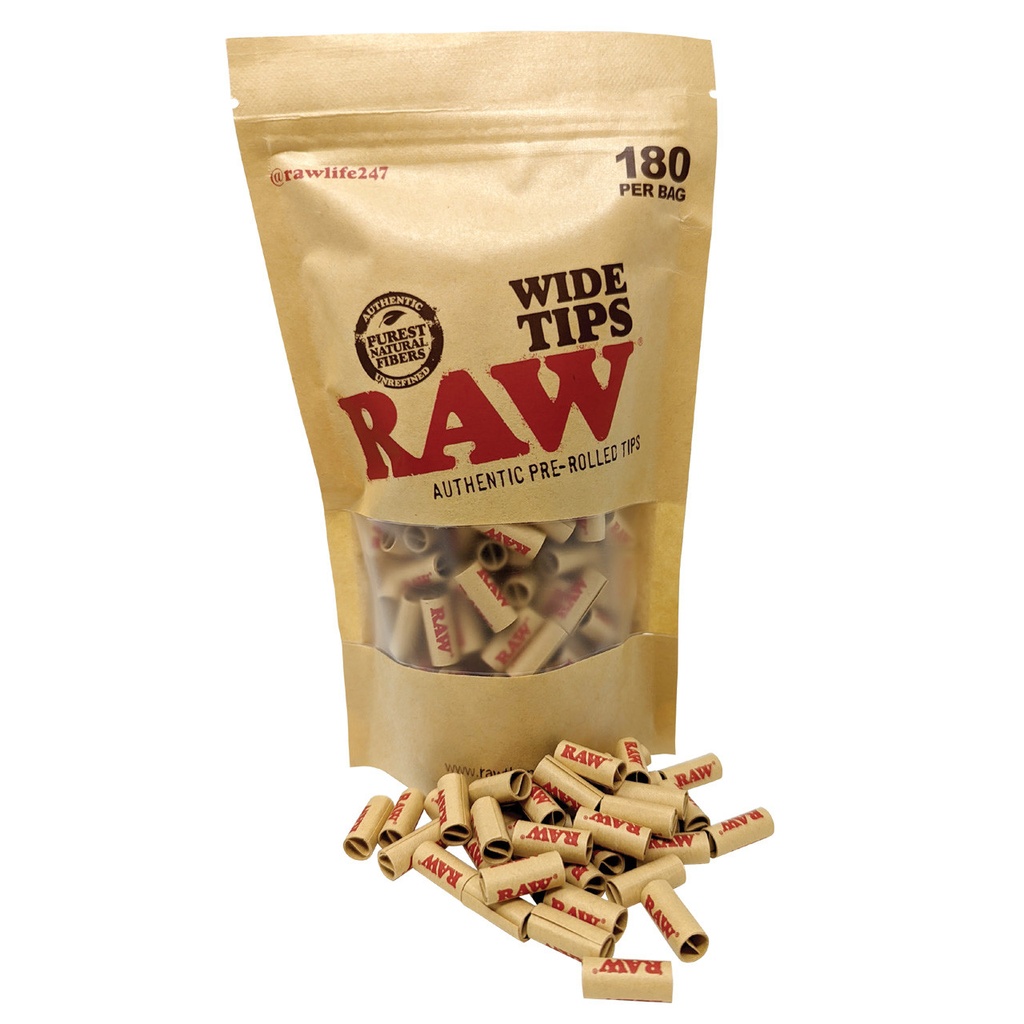 RAW PRE-ROLLED TIPS WIDE 180 PER BAG