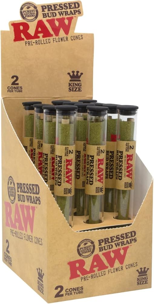 RAW PRESSED BUD WRAP CONE KS 2PK BOX OF 12