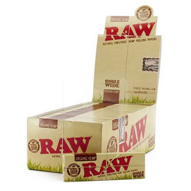 RAW SINGLE WIDE ORGANIC ROLLING PAPER 50 PER BOX