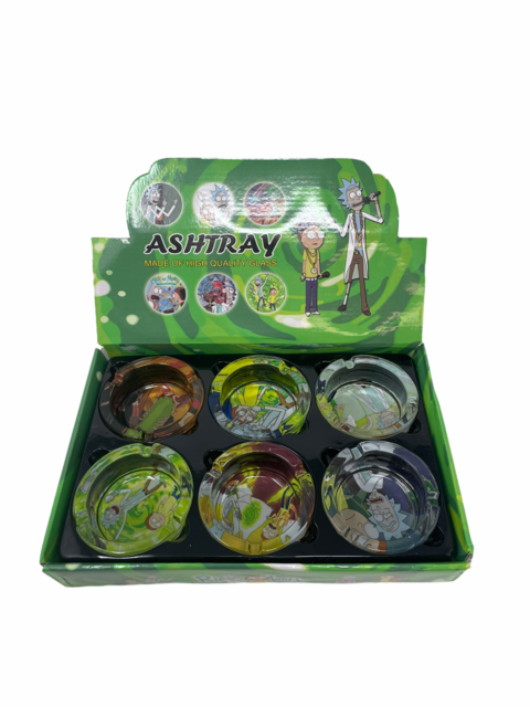 RICK & MORTY GLASS ASHTRAY #1 BOX OF 6