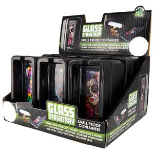 SMOKEZILLA BLACK GLASS STASHTRAY BOX OF 6 #025625