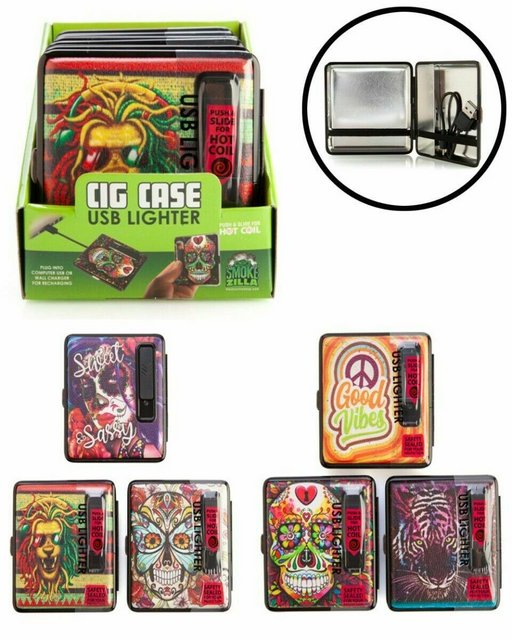 SMOKEZILLA CIG CASE USB LIGHTER BOX OF 6 #040307