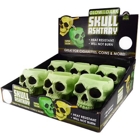 SMOKEZILLA GLOW IN DARK SKULL POLY ASHTRAY BOX OF 6 #025683