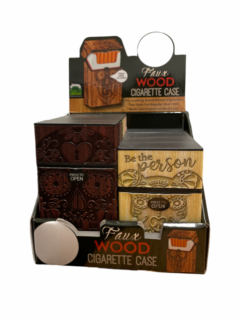 SMOKEZILLA PU WOOD CIG CASE KIT BOX OF 8