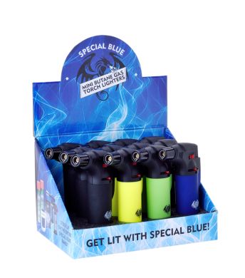 SPECIAL BLUE BERNIE RUBBER BUTANE TORCH LIGHTERS LT109 BOX OF 12