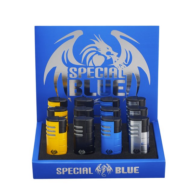 SPECIAL BLUE MINI BUTANE TORCH LIGHTER TRIPLE SHOT 12CT LT133