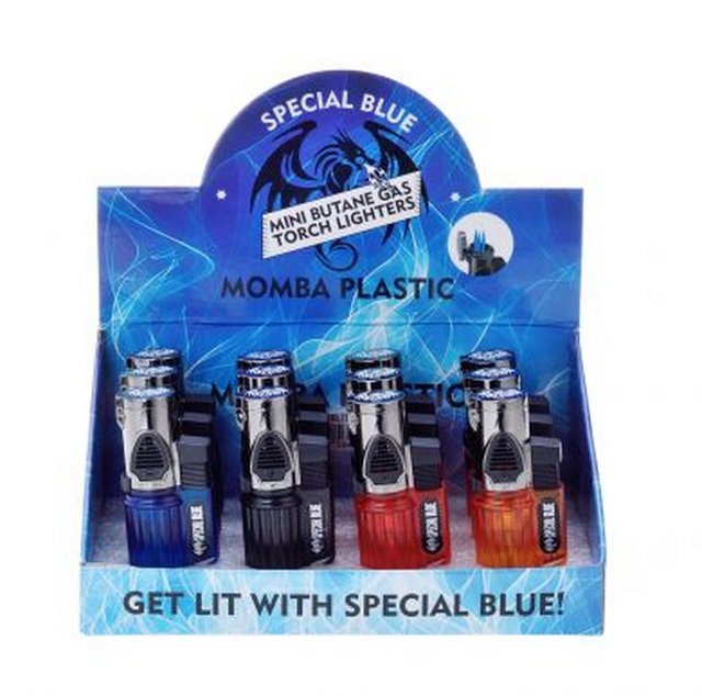 SPECIAL BLUE MOMBA PLASTIC LIGHTERS LT121 BOX OF 12