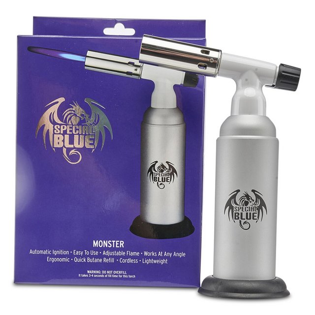 SPECIAL BLUE MONSTER PROFESSIONAL BUTANE TORCH SILVER