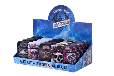 SPECIAL BLUE SKULL AND ROSES LIGHTER LT114 BOX OF 20