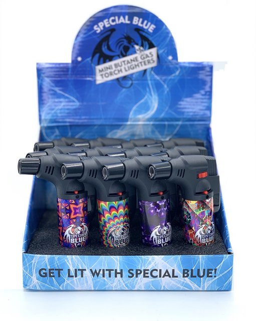 SPECIAL BLUE THE 70'S BERNIE BUTANE TORCH LIGHTERS LT119 BOX OF 12