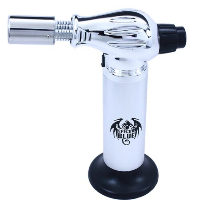 SPECIAL BLUE THE FLAME THROWER PROFESSIONAL BUTANE TORCH SILVER