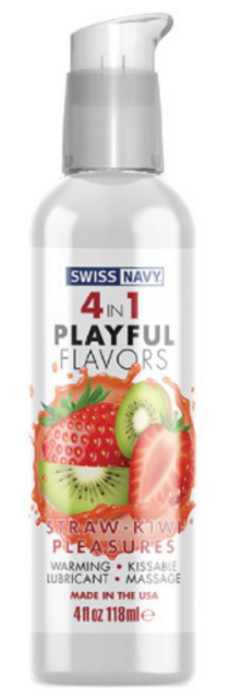 SWISS NAVY 4 IN 1 PLAYFUL FLAVORS STRAW-KIWI PLEASURES 4OZ