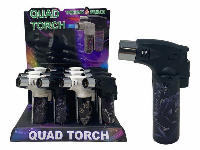 TECHNO TORCH #26340RD RIDE TO DEATH DESIGN TORCH LIGHTERS BOX OF 12