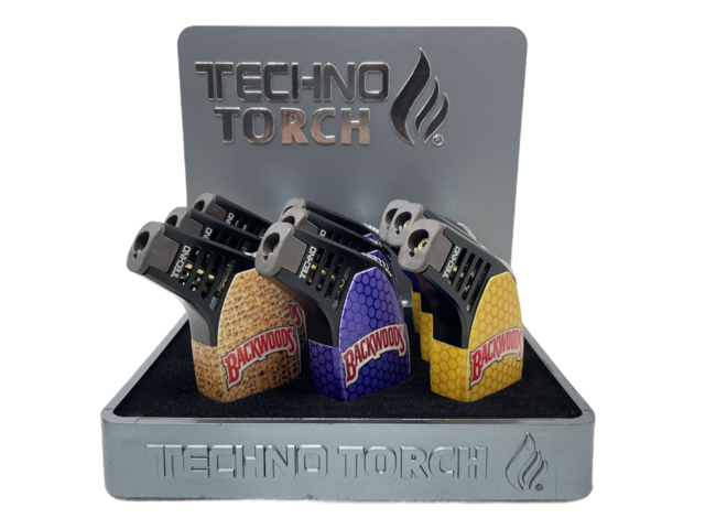 TECHNO TORCH HONEYCOMB BW SLANT TORCH LIGHTER #12156BW1 BOX OF 9