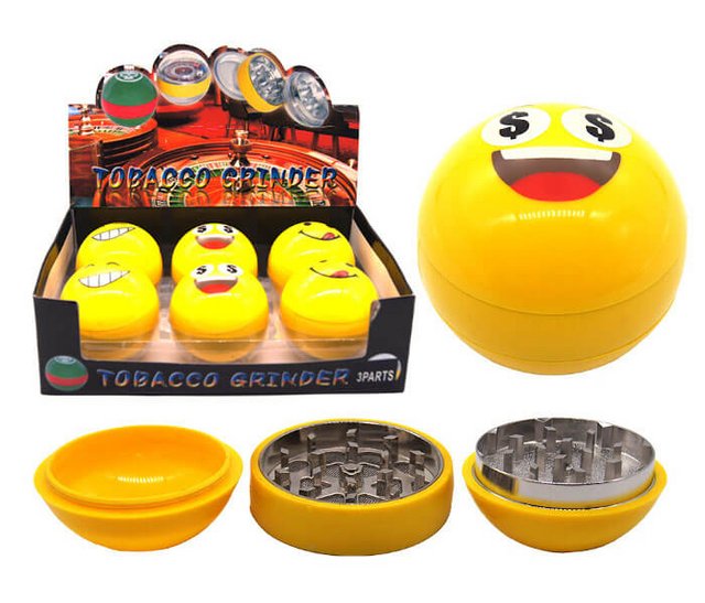 TOBACCO EMOJI GRINDER GR159 55MM 3 PARTS BOX OF 6