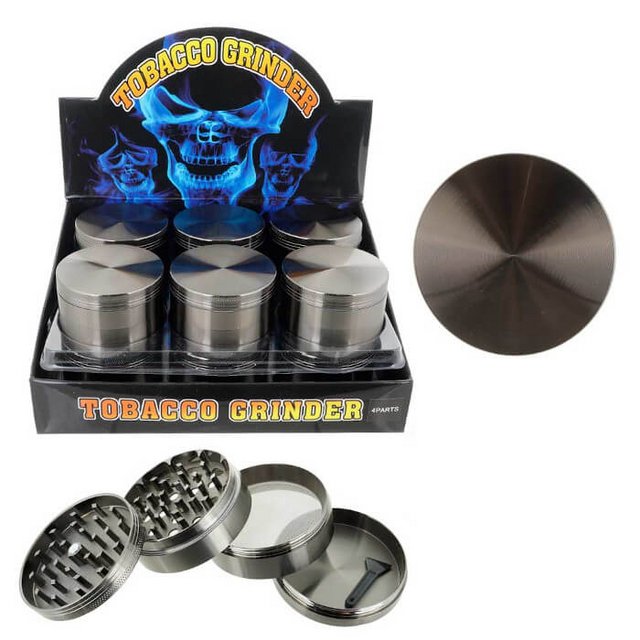 TOBACCO GRINDER 4 PARTS 61MM GUNMETAL GR104-63GM BOX OF 12
