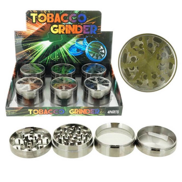 TOBACCO GRINDER GR135-55GM 55MM 4 PARTS BOX OF 6