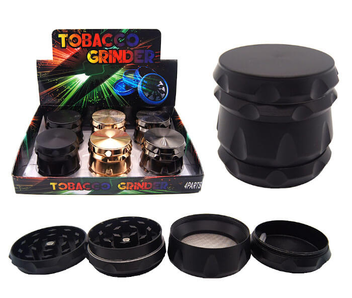 TOBACCO GRINDER MIX COLOR WINE BARREL DESIGN 4 PARTS GR161 BOX OF 6