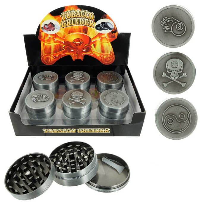 TOBACCO GRINDER PEWTER STYLE 3 PARTS GR114-51 BOX OF 12