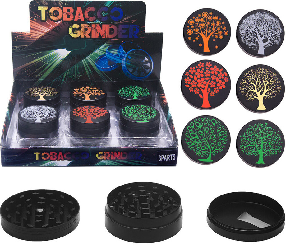 TOBACCO GRINDER TREE DESIGN 52MM 3 PARTS GR162-52TR BOX OF 12