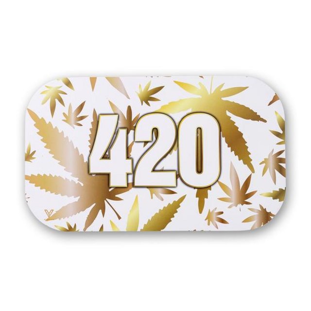 V SYNDICATE MEDIUM GLASS ROLLING TRAY 420-GOLD