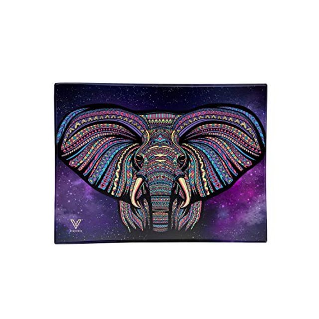 V SYNDICATE MEDIUM GLASS ROLLING TRAY ELEPHANT