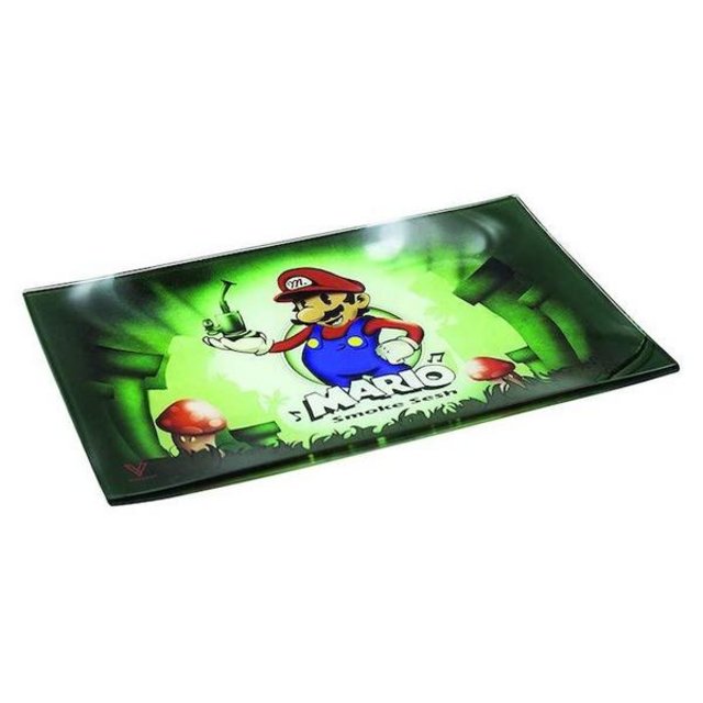 V SYNDICATE MEDIUM GLASS ROLLING TRAY MARIO SMOKE SESH
