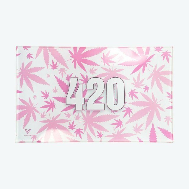 V SYNDICATE MEDIUM GLASS ROLLING TRAY PINK 420