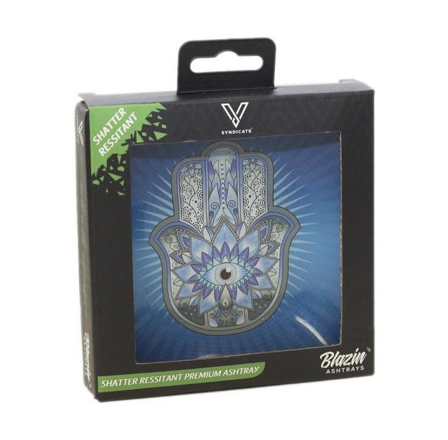 V SYNDICATE SHATTER RESSISTANT ASHTRAY HAMSA BLUE