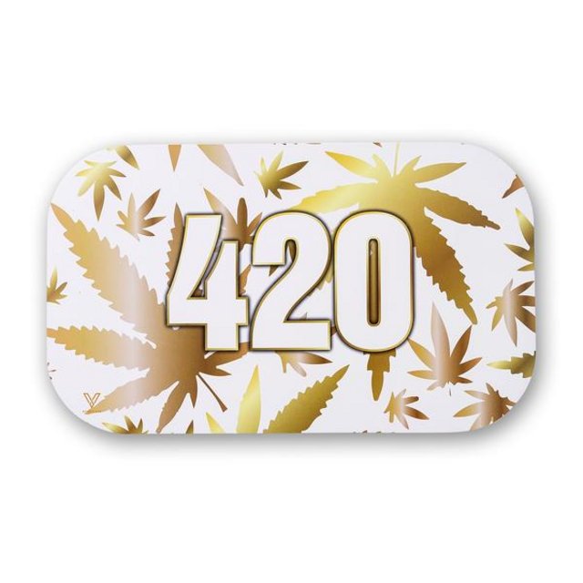 V SYNDICATE SMALL GLASS ROLLING TRAY 420-GOLD