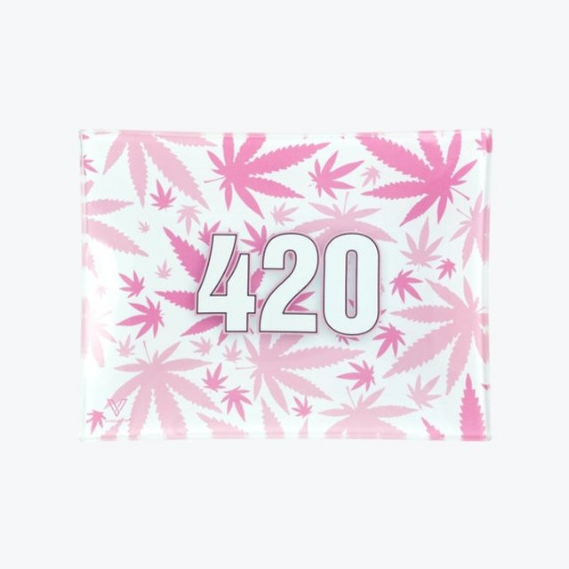 V SYNDICATE SMALL GLASS ROLLING TRAY 420-PINK-783515090819