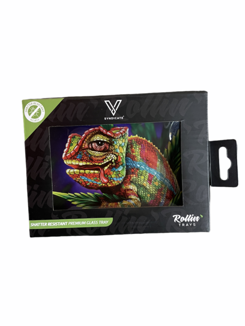 V SYNDICATE SMALL GLASS ROLLING TRAY CLOUD 9 CHAMELEON