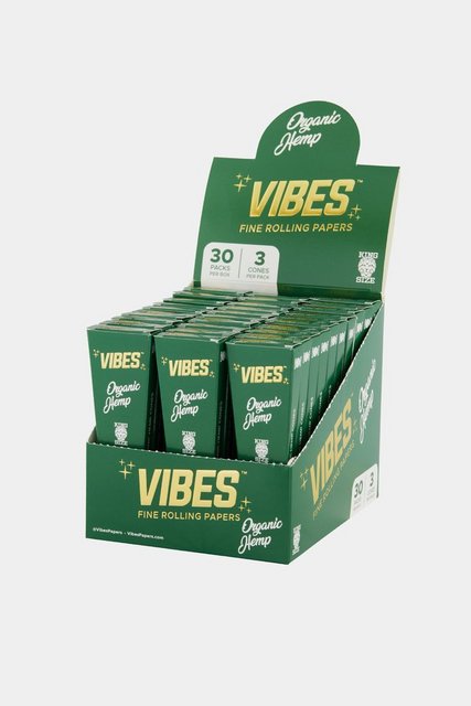 VIBES ORGANIC HEMP KING SIZE CONES 3CT BOX OF 30